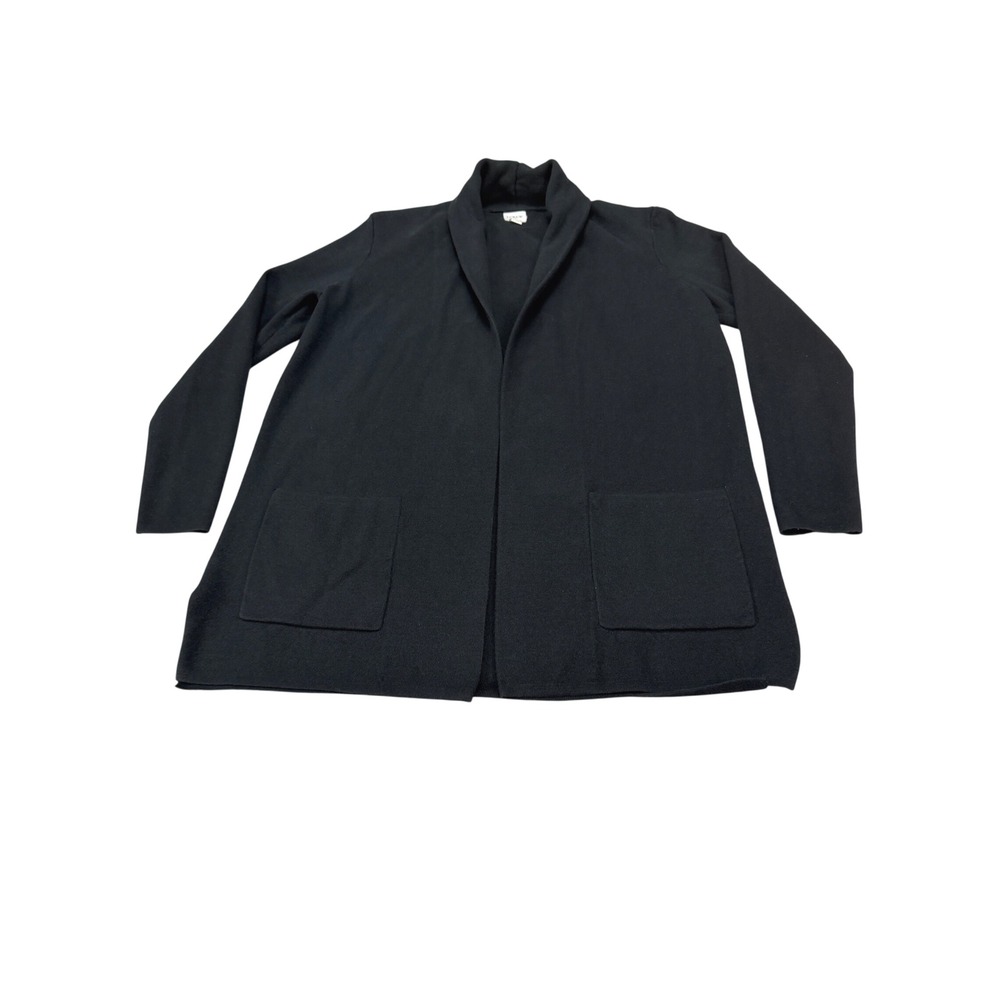 J.Crew Womens Small Black Open Front Shawl Collar Cotton Cardigan Sweater